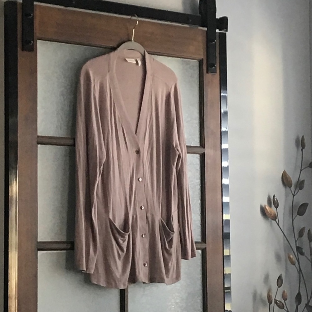 LOGO by Lori Goldstein Slub Knit Cardigan w/slouch pockets